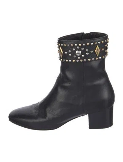 Pre-owned Sandro Leather Studded Accents Boots In Black