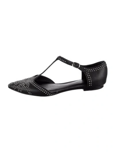 Pre-owned Sandro Leather Studded Accents D'orsay Flats In Black