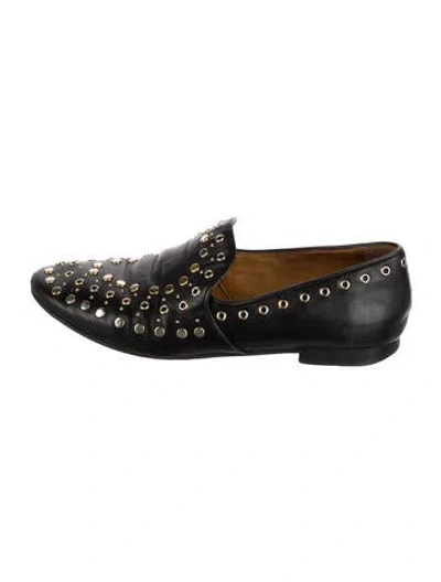 Pre-owned Sandro Leather Studded Accents Loafers In Black