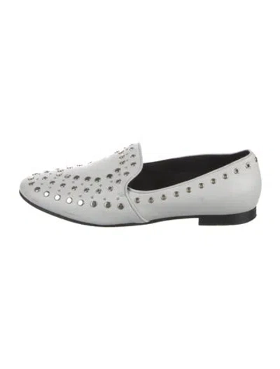 Pre-owned Sandro Leather Studded Accents Loafers In White