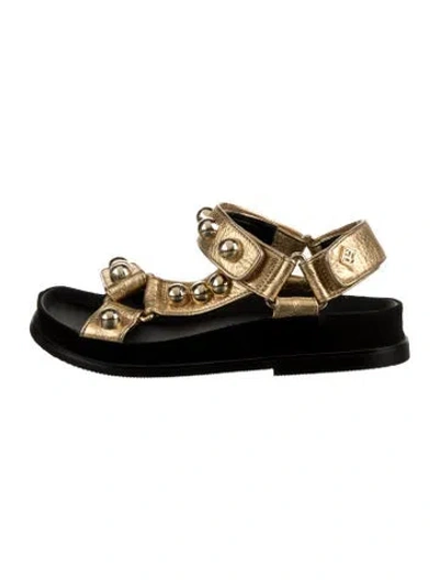 Pre-owned Sandro Leather Studded Accents Sandals