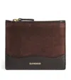Sandro Leather-suede Card Holder In Brown