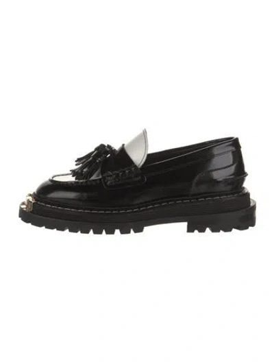 Pre-owned Sandro Leather Tassel Accents Loafers In Black