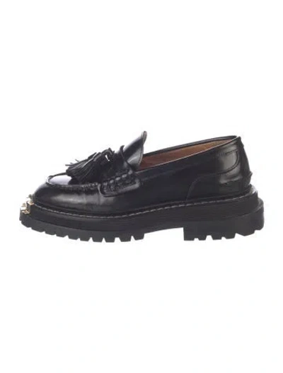 Pre-owned Sandro Leather Tassel Accents Loafers In Blue