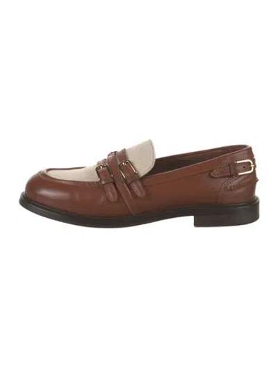 Pre-owned Sandro Leather Tassel Accents Loafers In Brown