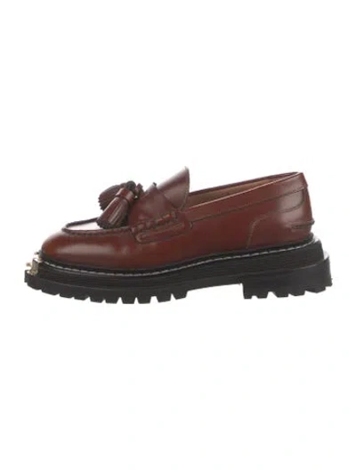 Pre-owned Sandro Leather Tassel Accents Loafers In Brown