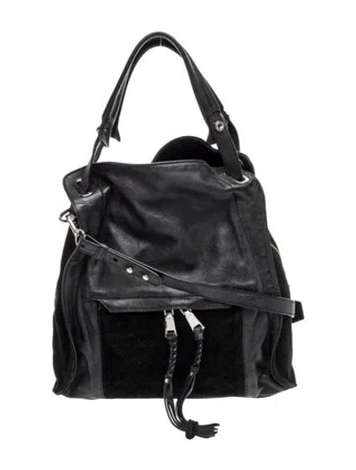 Pre-owned Sandro Leather Top Handle Bag In Black