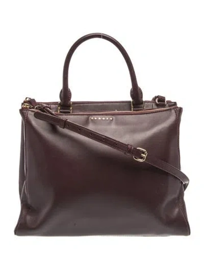 Pre-owned Sandro Leather Top Handle Bag In Burgundy