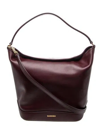 Pre-owned Sandro Leather Top Handle Bag In Burgundy