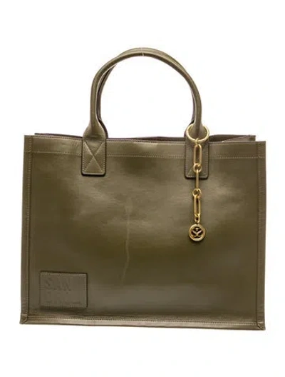 Pre-owned Sandro Leather Top Handle Bag In Green