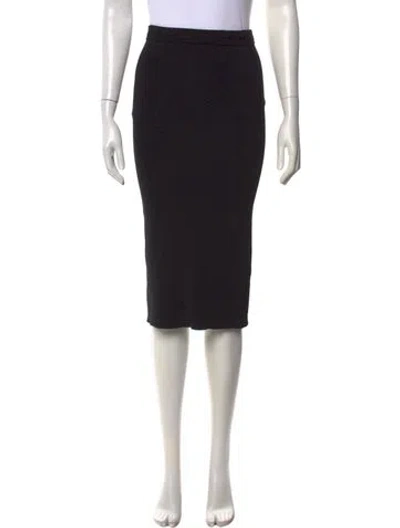 Pre-owned Sandro Leather Trim Embellishment Midi Length Skirt In Black