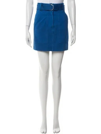 Pre-owned Sandro Leather Trim Embellishment Mini Skirt In Blue