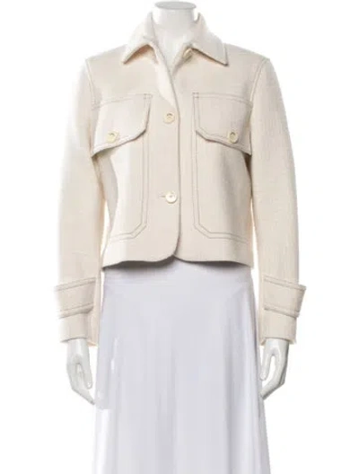 Pre-owned Sandro Leather Tweed Pattern Jacket In Neutral