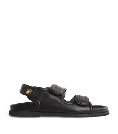 Sandro Leather Velcro Sandals In Black