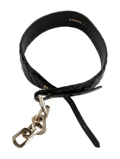 Pre-owned Sandro Leather Waist Belt In Black