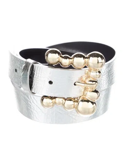 Pre-owned Sandro Leather Waist Belt In Silver