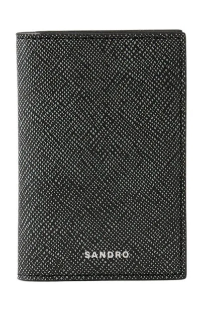 Sandro Leather Wallet In Graphites