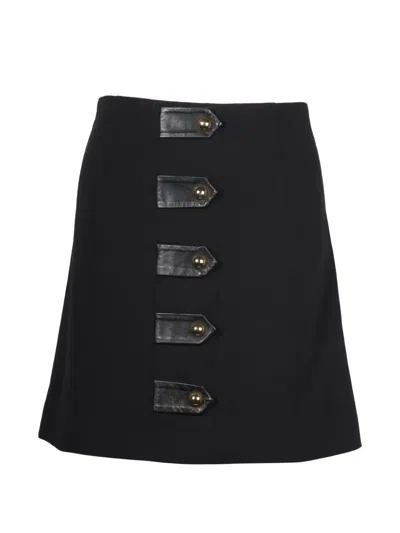 Pre-owned Sandro Leather-detail Mini Skirt In Black