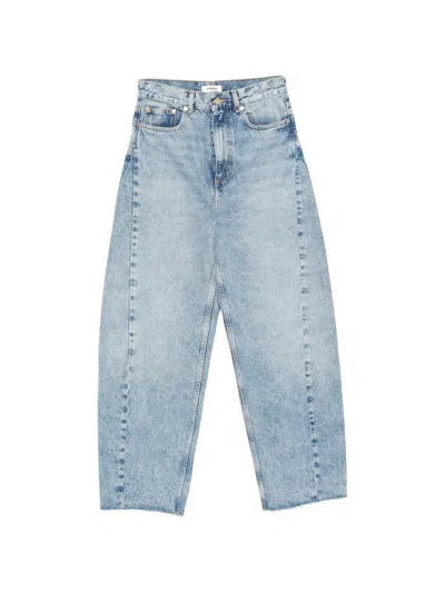 Sandro Leather-patch Jeans In Blue