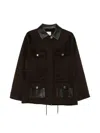 Sandro Leather-trim Wool Coat In Brown