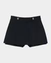 Sandro Womens Bleus Hardware-embellished High-rise Stretch-woven Skort In Blue