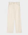 Sandro Leon Wide Lace-up Jeans In Sand