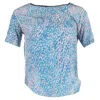 Sandro Leopard Print T-shirt In Blue Silk