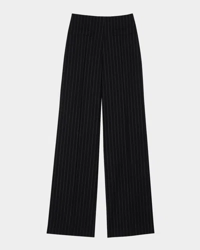 Sandro Pinstripe Trousers In Black