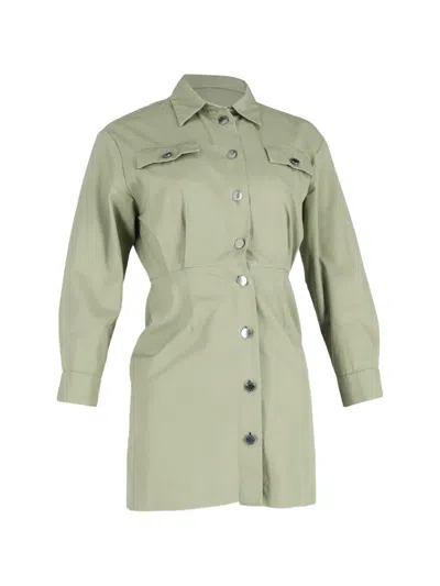 Pre-owned Sandro Liana Buttoned Shirt Dress In Green