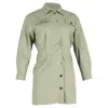 Sandro Liana Mini Shirt Dress In Green Cotton In Green