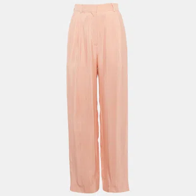 Pre-owned Sandro Light Orange Checkered Texture Crepe Pleated Trouser S