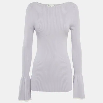 Pre-owned Sandro Light Purple Rib Knit Bell Sleeve Top M
