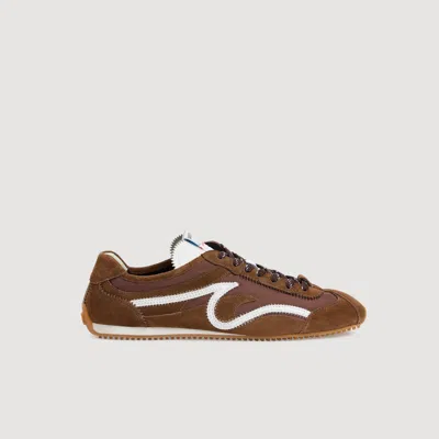 Sandro Light Wave Suede Sneakers In Brown