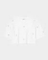 Sandro Womens Naturels Pearl-beaded Cropped Cotton T-shirt In White