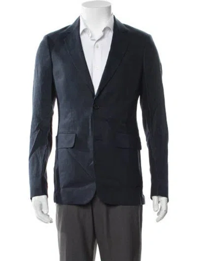 Pre-owned Sandro Linen Blazer W/ Tags In Blue