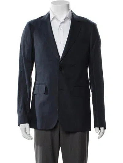 Pre-owned Sandro Linen Blazer W/ Tags In Blue
