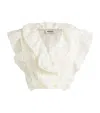 Sandro Linen-blend Cropped Blouse In Beige