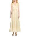 Sandro Womens V-neck Pleated-skirt Woven Maxi Dress Naturels In Light Yellow