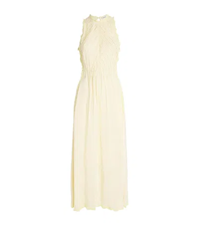 Sandro Linen-blend Maxi Dress In Yellow