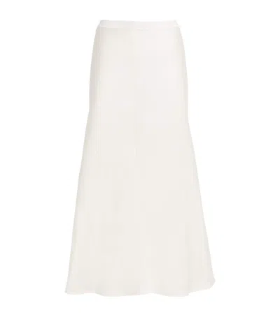 Sandro Linen-blend Midi Skirt In Beige