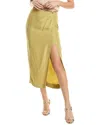 Sandro Linen-blend Midi Skirt In Green