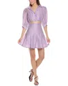 Sandro Cutout Linen-blend Gauze Mini Shirt Dress In Purple