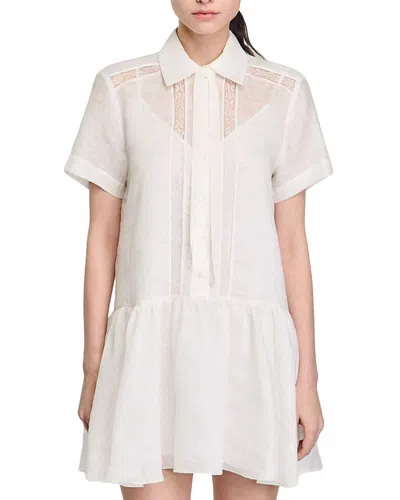 SANDRO LINEN BLEND MINI DRESS