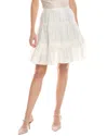 Sandro Guipure Lace-trimmed Linen-blend Gauze Skirt In White