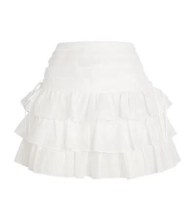 SANDRO LINEN-BLEND RUFFLED MINI SKIRT