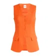 Sandro Linen-blend Sleeveless Blazer In Jaunes / Oranges