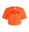 Sandro Linen-blend Tailored Cut-out Top In Yellow