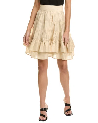 Sandro Linen-blend Tiered Skirt In Beige