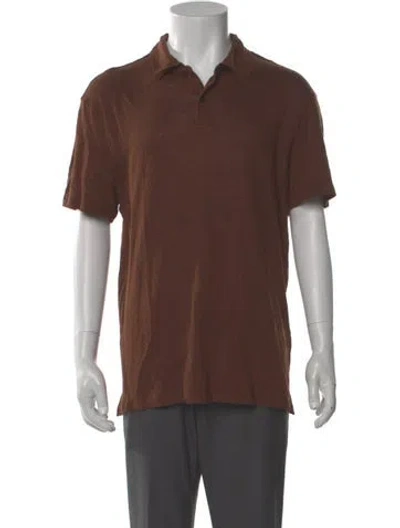 Pre-owned Sandro Linen Collar Polo Shirt In Brown