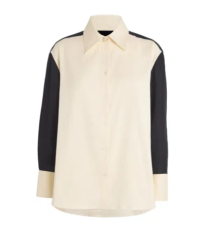 Sandro Linen-cotton Contrast Shirt In White